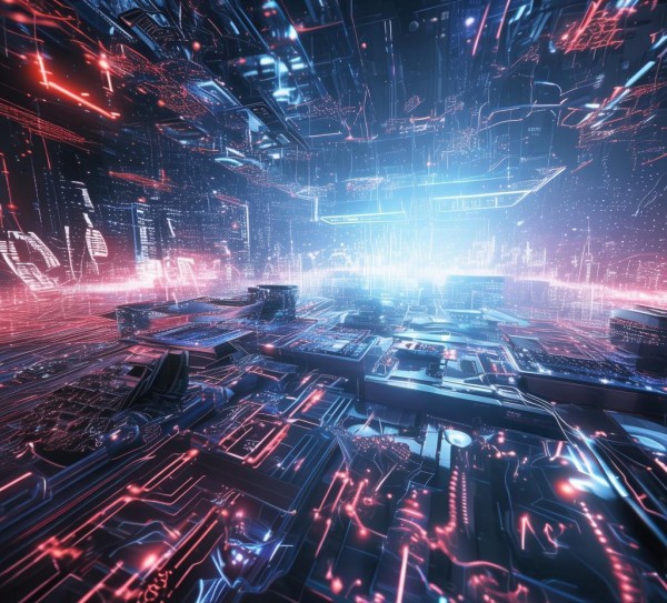 未来科技动态背景素材图，AI与量子计算的未来挑战与机遇